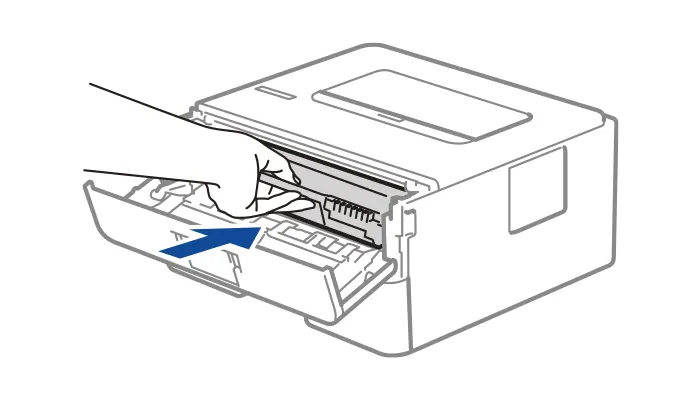 Coloca el tóner cargado dentro de la impresora como se muestra en la imagen BROTHER