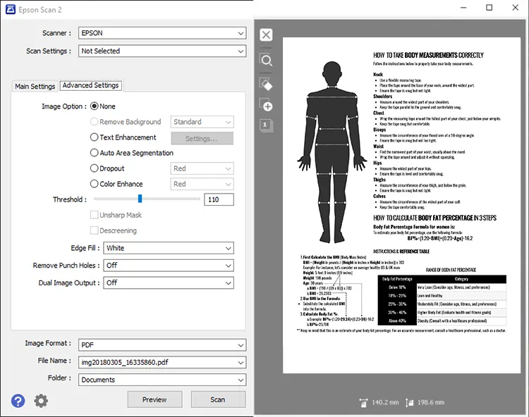 Ajustes avanzados en Epson Scan 2 - ejemplo