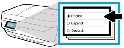 Selecciona tu idioma en la pantalla LCD de la impresora HP OfficeJet 3830