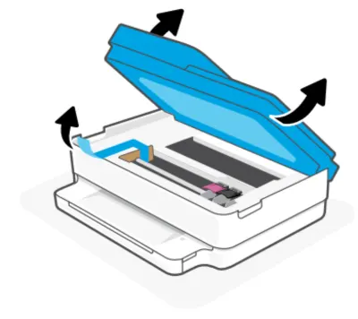 Abre la cubierta de la impresora y retira el resto del material de embalaje del interior HP ENVY 6420