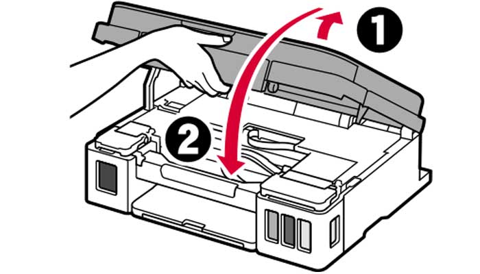 Cierra la cubierta superior de la impresora