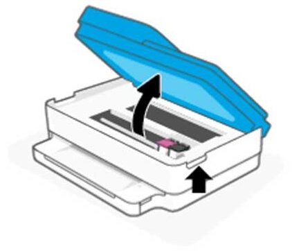Levanta la cubierta superior para acceder a los compartimientos para cartuchos de tinta