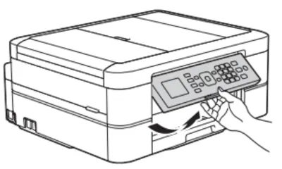 Levanta el panel de control y enciende la impresora Brother MFC-J480DW