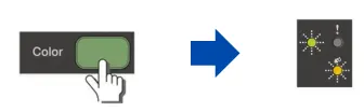 Mantén presionado el botón “Color” durante 3 segundos para iniciar la carga de tinta Brother DCP-T22