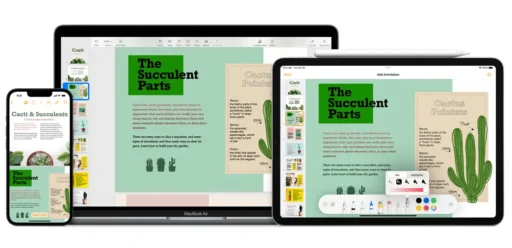 Apple Pages Workspace screen - Edición de documentos en la Nube