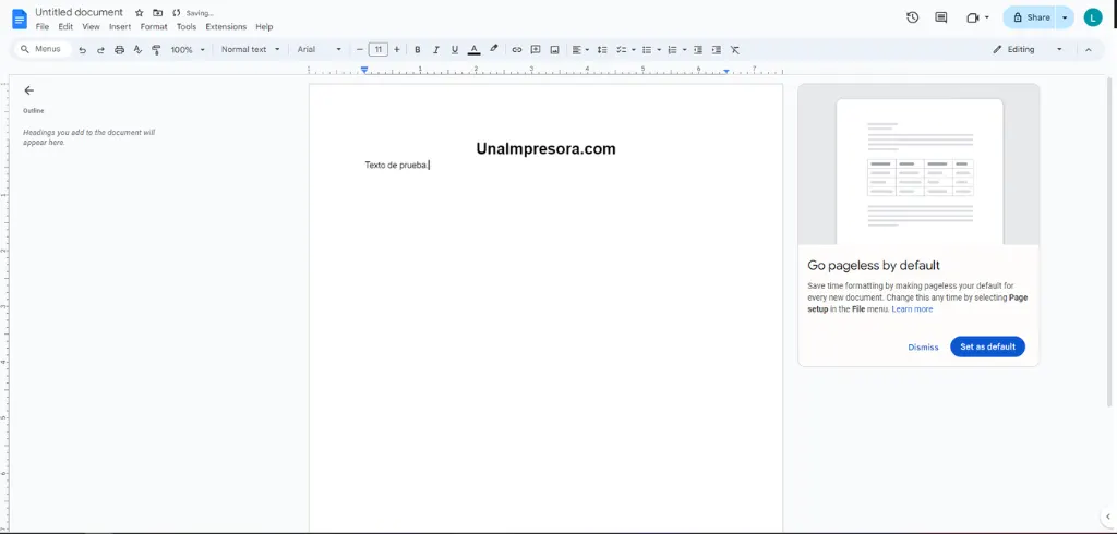 Google Docs WorkSpace Screen - Edición de documentos Online