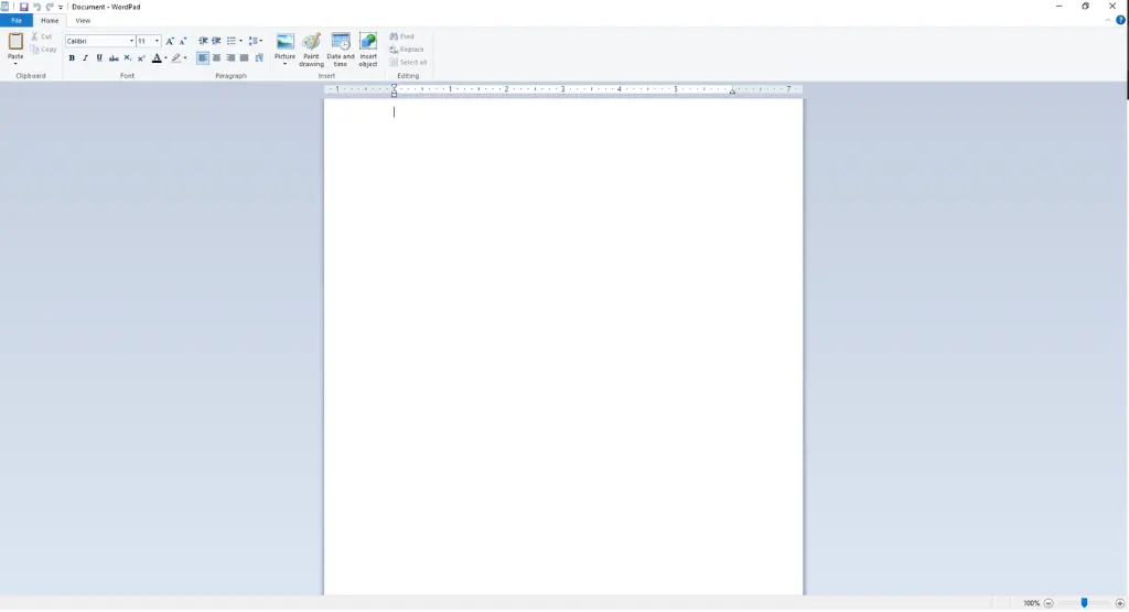 WordPad Workspace screen - Edición básica de documentos