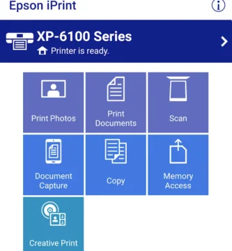 nterfaz de Epson iPrint para escanear desde celular