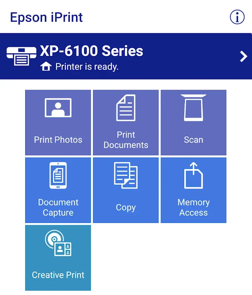 nterfaz de Epson iPrint para escanear desde celular